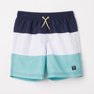 Block Stripe Kids Swim Shorts from the Polarn O. Pyret baby collection. Nordic kids clothes made from sustainable sources.