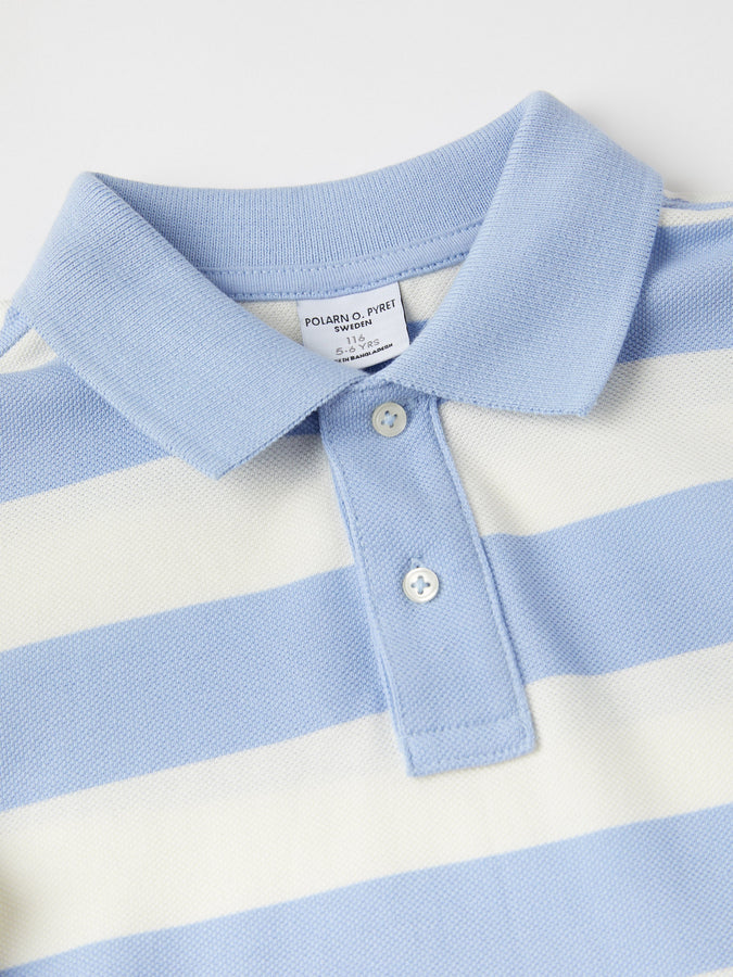 Striped Kids Polo Shirt from the Polarn O. Pyret kidswear collection. Ethically produced kids clothing.