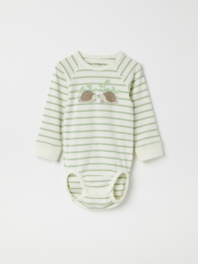 Hedgehog Print Organic Cotton Babygrow from the Polarn O. Pyret baby collection. Nordic kids clothes made from sustainable sources.