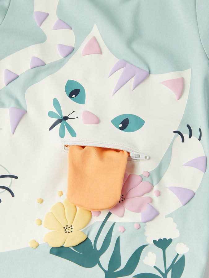 Cat Print Kids T-Shirt from the Polarn O. Pyret kidswear collection. Nordic kids clothes made from sustainable sources.