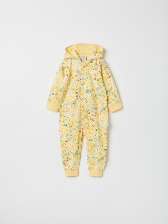 Floral Print Baby All-in-one from the Polarn O. Pyret baby collection. Clothes made using sustainably sourced materials.