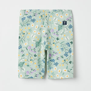 Floral Print Cycling Shorts from the Polarn O. Pyret kidswear collection. Clothes made using sustainably sourced materials.