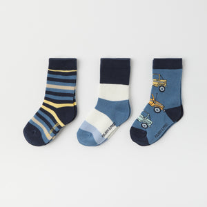 Three Pack Kids Socks from the Polarn O. Pyret kidswear collection. Clothes made using sustainably sourced materials.
