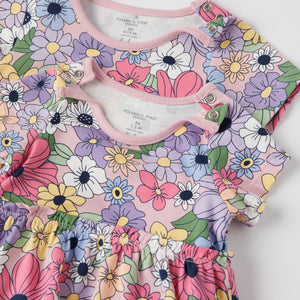 Floral Print Bodysuit & Dress from the Polarn O. Pyret baby collection. Nordic kids clothes made from sustainable sources.