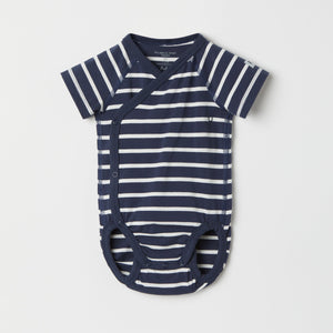 Navy Striped Wraparound Babygrow from the Polarn O. Pyret baby collection. The best ethical kids clothes