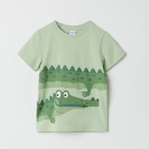 Crocodile Print Kids T-Shirt from the Polarn O. Pyret kidswear collection. Nordic kids clothes made from sustainable sources.