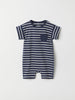 Navy Striped Organic Baby Romper from the Polarn O. Pyret baby collection. Clothes made using sustainably sourced materials.