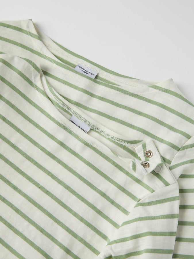 Green Breton Stipe Kids Top from the Polarn O. Pyret kidswear collection. Ethically produced kids clothing.