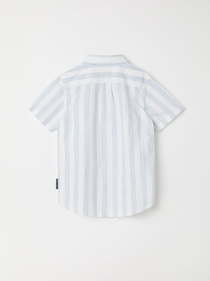 Organic BlueStriped Kids Shirt from the Polarn O. Pyret kidswear collection. Nordic kids clothes made from sustainable sources.