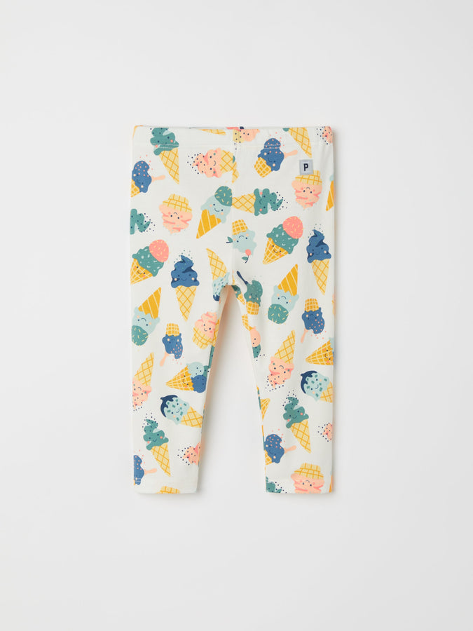Ice Cream Print Organic Baby Leggings from the Polarn O. Pyret baby collection. Clothes made using sustainably sourced materials.