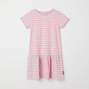 Pink Striped Cotton Kids Dress from the Polarn O. Pyret kidswear collection. Clothes made using sustainably sourced materials.