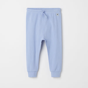 Blue Ribbed Organic Baby Leggings from the Polarn O. Pyret baby collection. The best ethical kids clothes