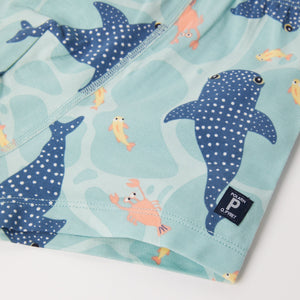 Shark Print Boys Boxers from the Polarn O. Pyret kidswear collection. Nordic kids clothes made from sustainable sources.