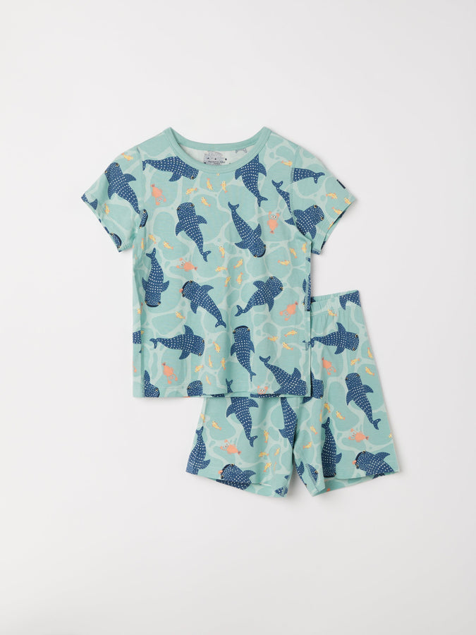 Shark Print Kids Short Pyjamas from the Polarn O. Pyret kidswear collection. The best ethical kids clothes