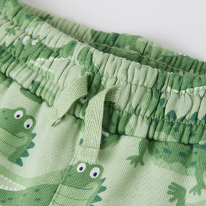 Crocodile Print Kids Jersey Cotton Shorts from the Polarn O. Pyret kidswear collection. Nordic kids clothes made from sustainable sources.