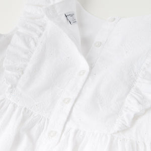 White Broidery Anglaise Kids Dress from the Polarn O. Pyret kidswear collection. The best ethical kids clothes