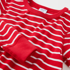 Red & White Striped Long Sleeve Kids Top 