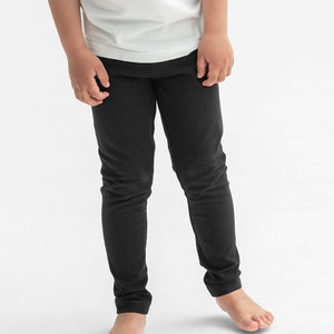 Organic cotton black kids leggings, comfortable ethical Polarn o. pyret quality 