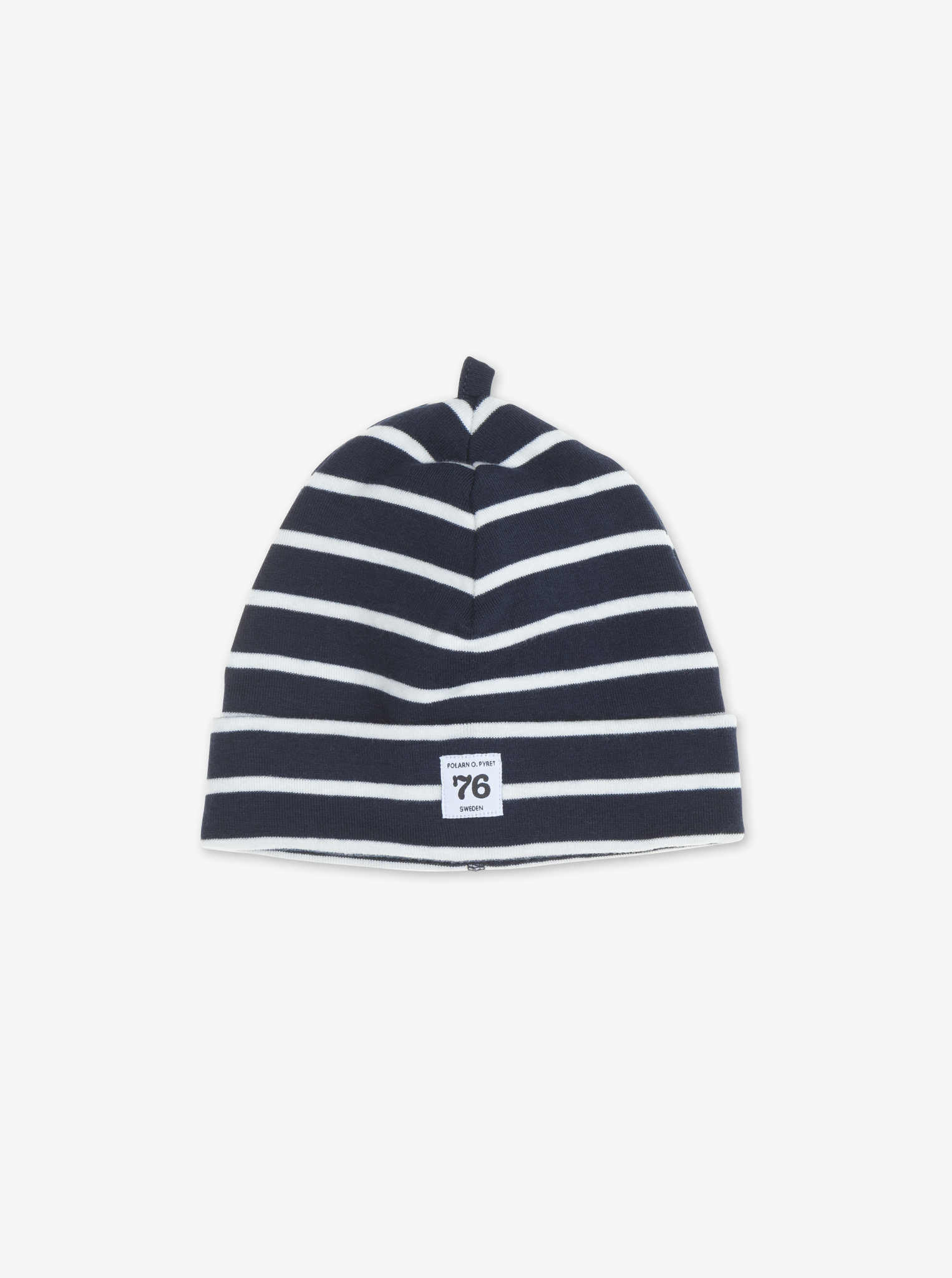 kids navy and white stripes organic cotton hat, high quality comfortable polarn o. pyret childrens