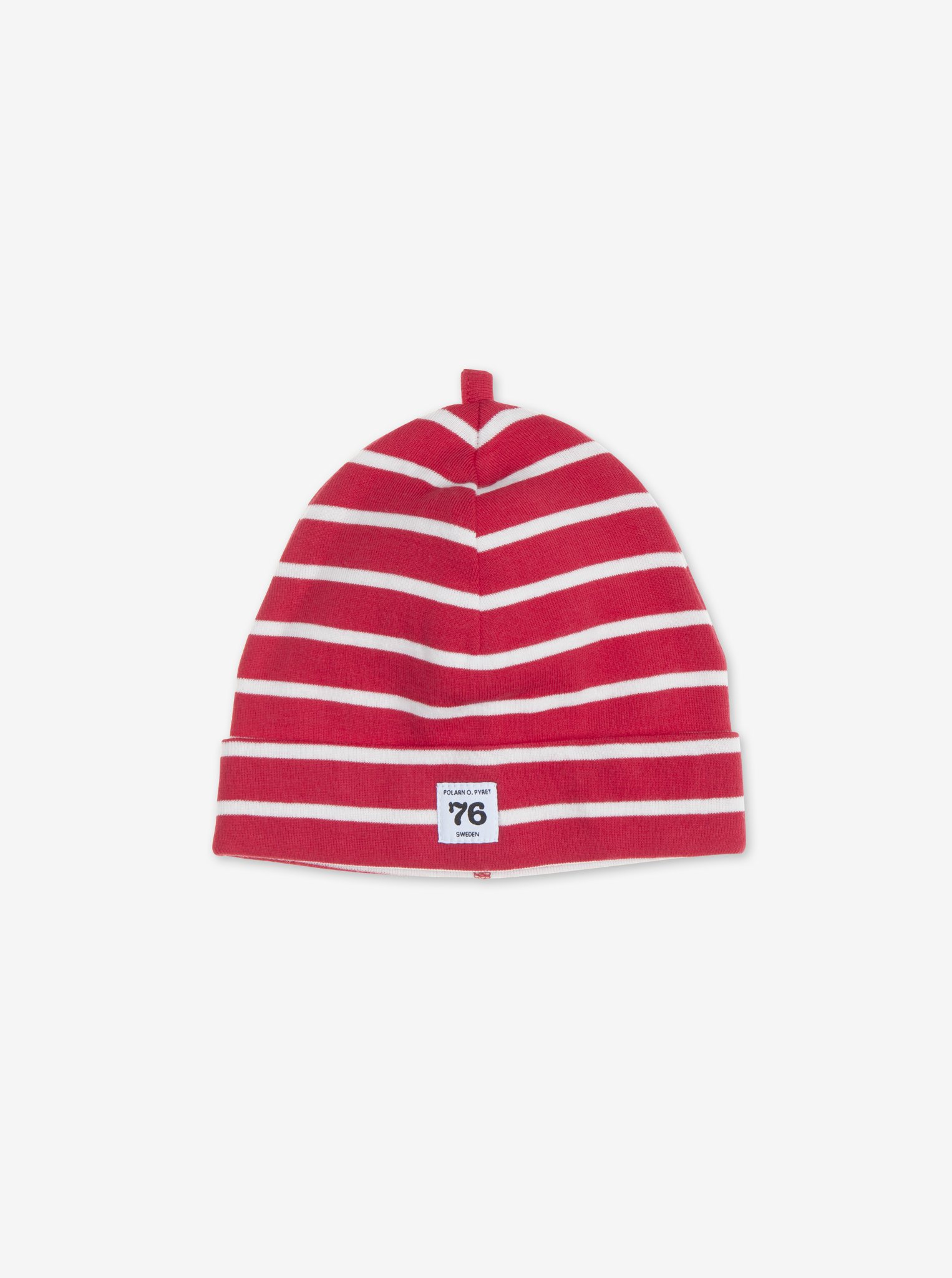 kids red and white stripes organic cotton hat, high quality comfortable polarn o. pyret childrens