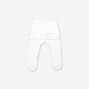Organic Frilly Baby Tights White Girl 0-6m