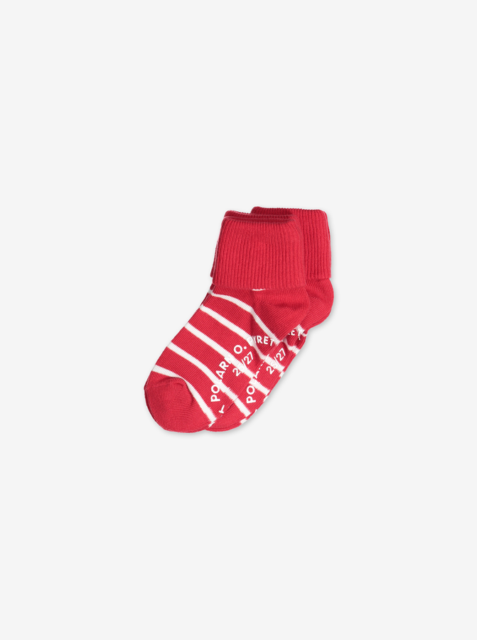 2 pack kids antislip socks, red organic cotton polarn o. pyret quality 