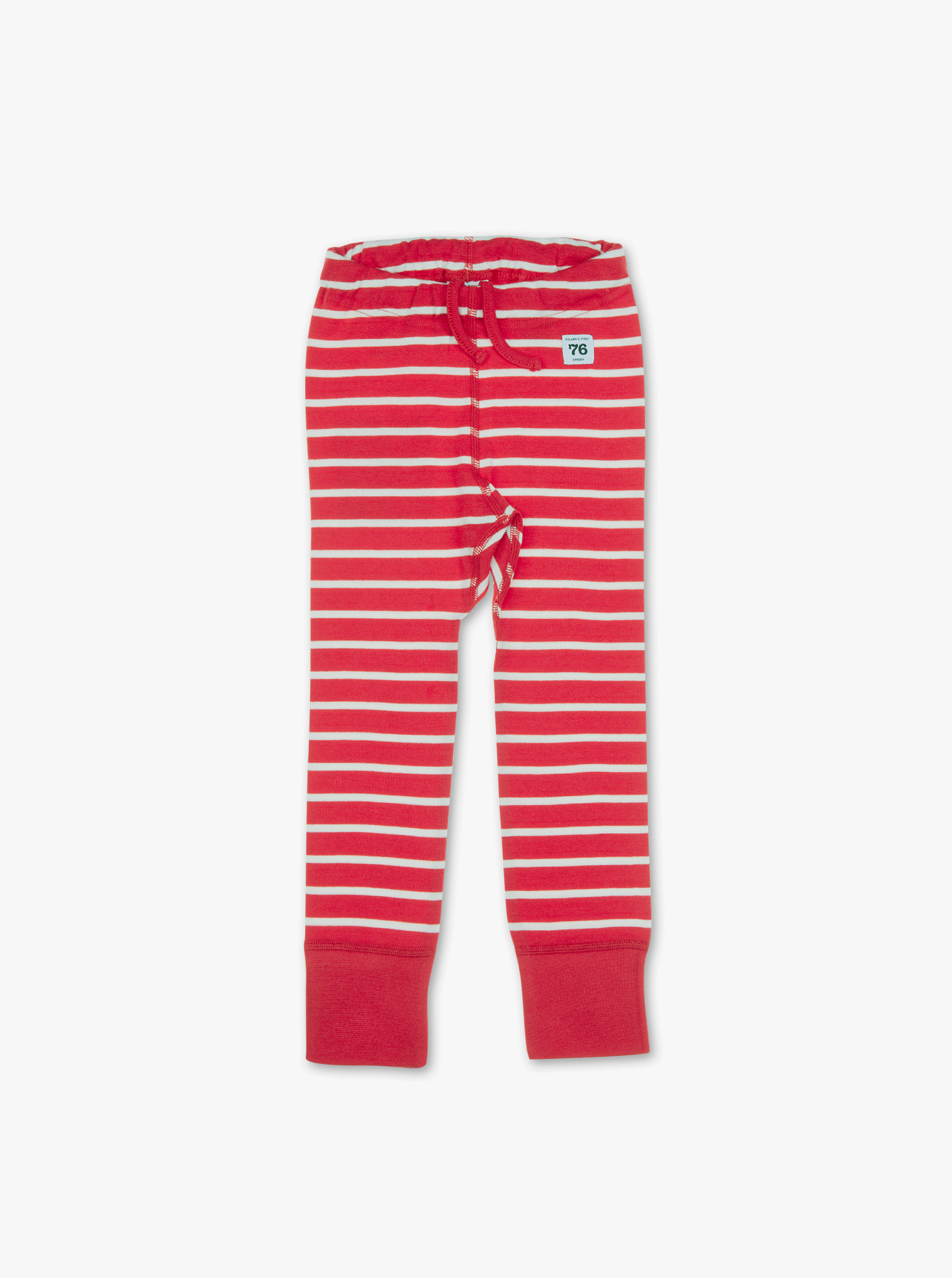 red and white stripes baby leggings, ethical organic cotton, long lasting polarn o. pyret quality