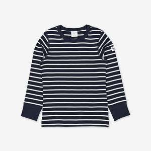 kids top, navy white striped, organic cotton ethical quality polarn o. pyret