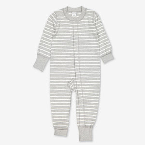 grey and white stripes baby all in one, ethical organic cotton, polarn o. pyret quality