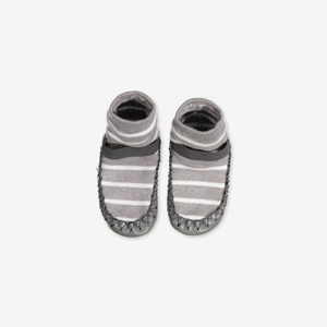 PO.P classic grey and white striped Moccasin slipper sock