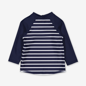 UPF 5UPF 50 navy coloured kids rash guard with long sleeves. Made with soft, UV protected fabric that is gentle on boys & girls skin.