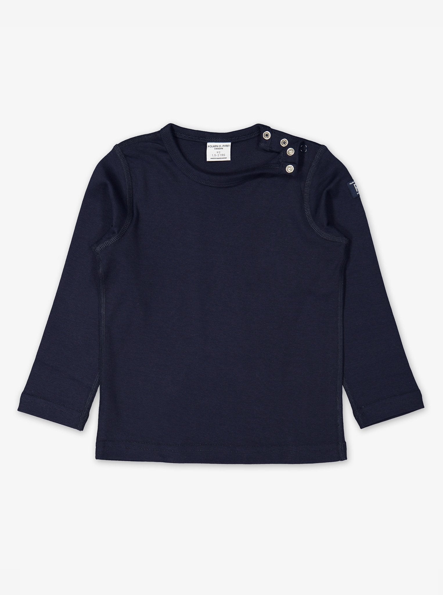 navy blue classic kids top, ethical organic cotton, polarn o. pyret quality 