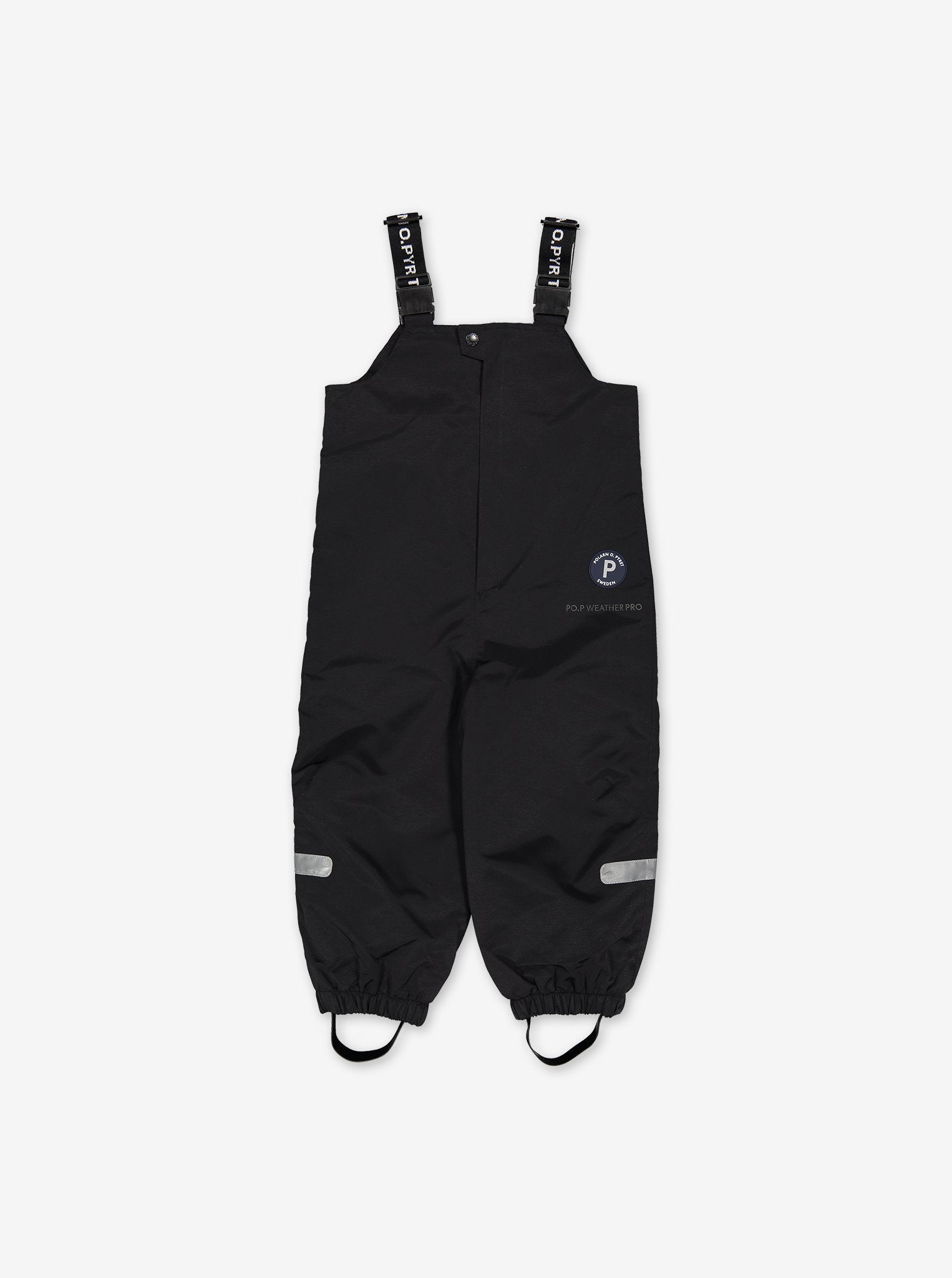 Kids waterproof black dungarees, ethical waterproof warm and comfortably high quality