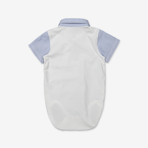 Stripe polo bodysuit for baby-Boy-0-6m-White