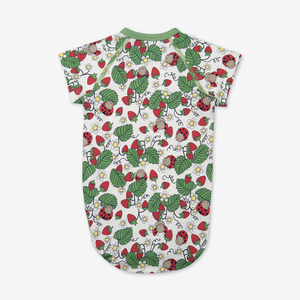 Summer Strawberry Wraparound Baby Bodysuit-Girl-0-6m-White