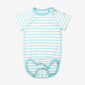 Striped Baby Bodysuit-Unisex-6-12m-Turquoise
