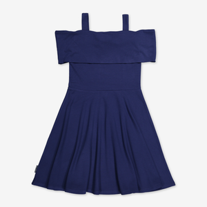 Summer Shoulder Kids Dress-Girl-6-12y-Blue