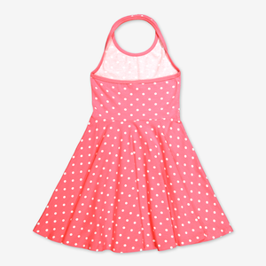 Polka Dot Halterneck Kids Dress-Girl-6-12y-Pink