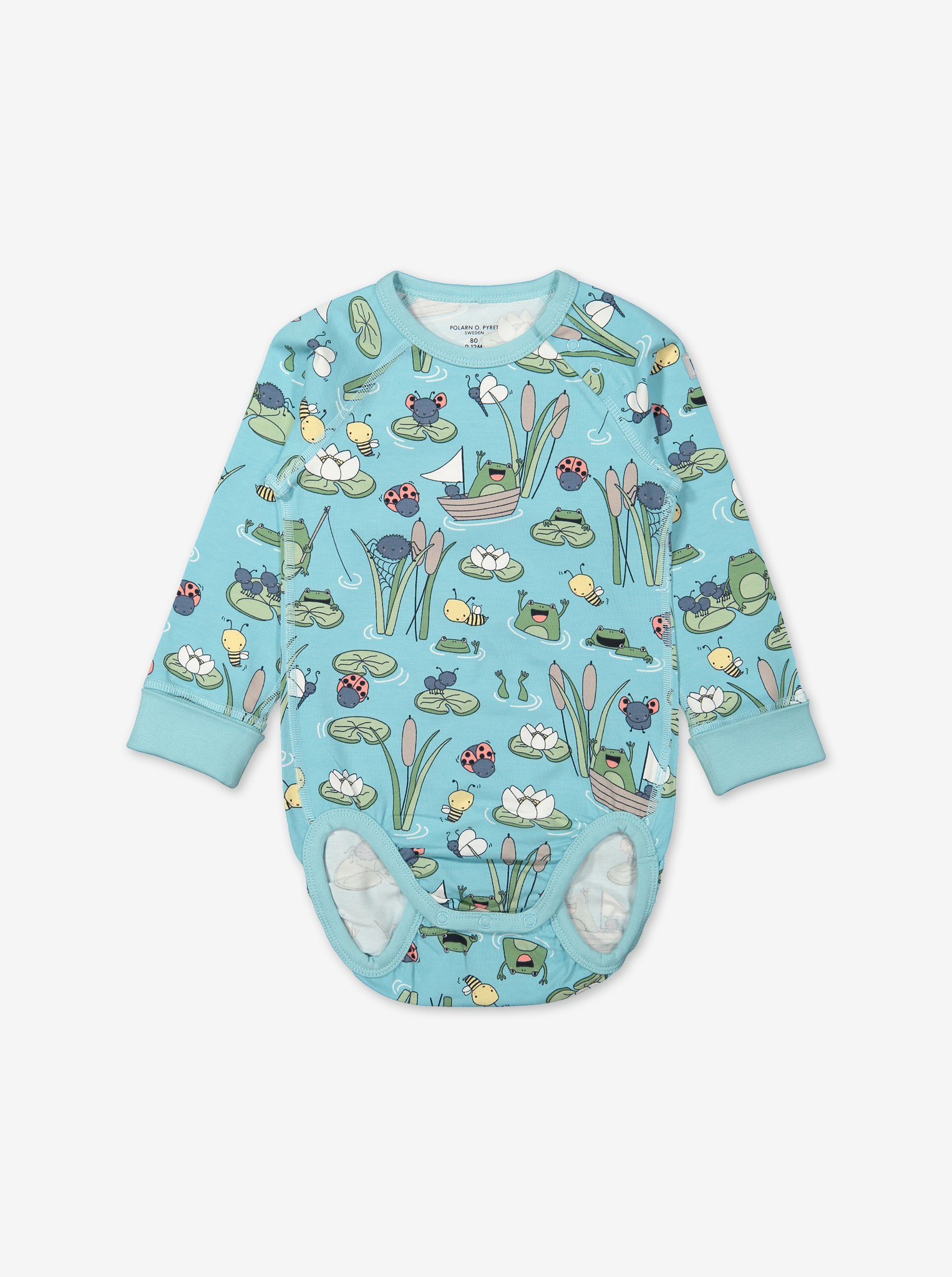 Pond Print Baby Bodysuit-Unisex-6-12m-Turquoise
