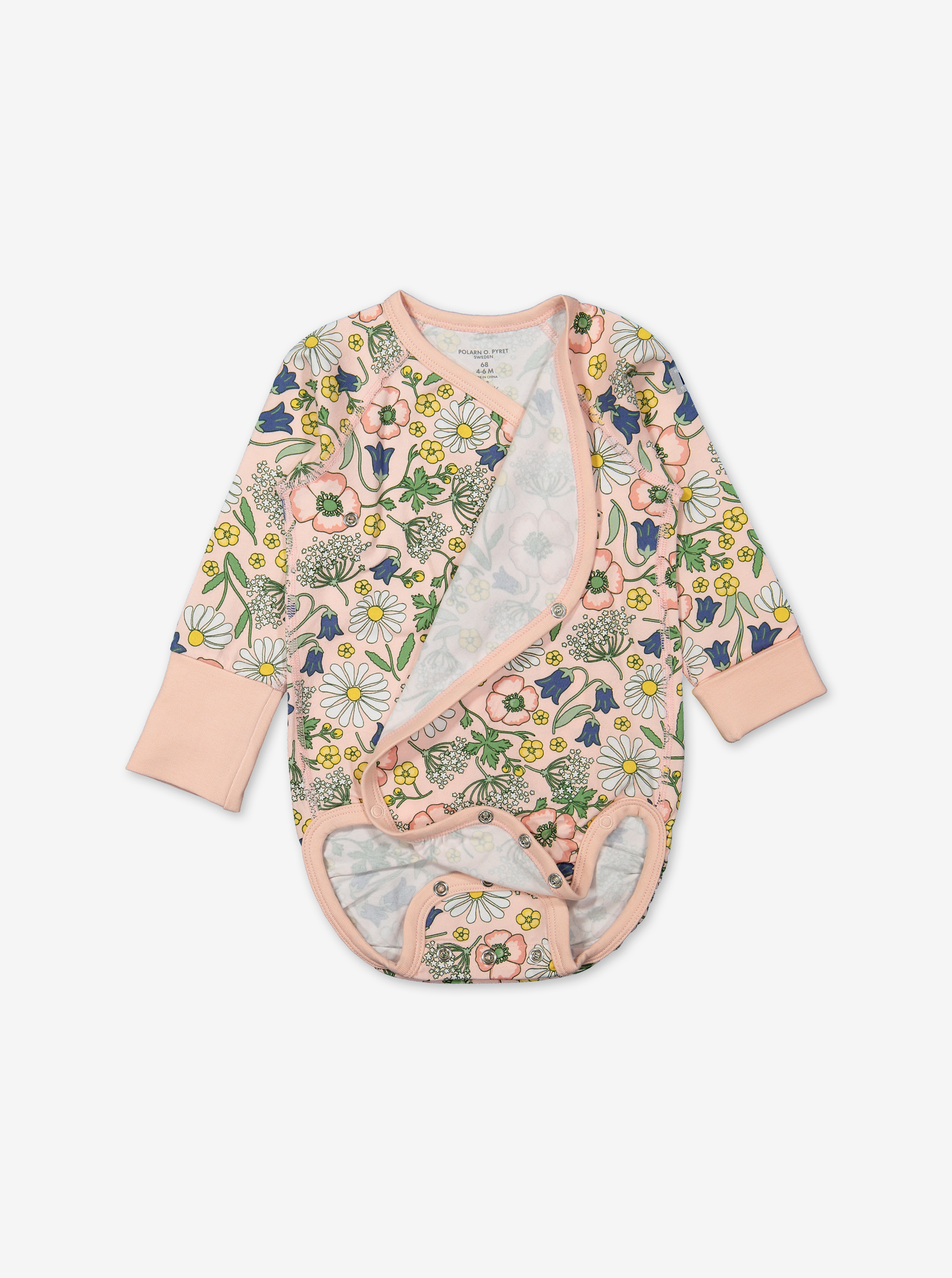 Scandi Floral Wraparound Baby Bodysuit-Girl-0-6m-Pink
