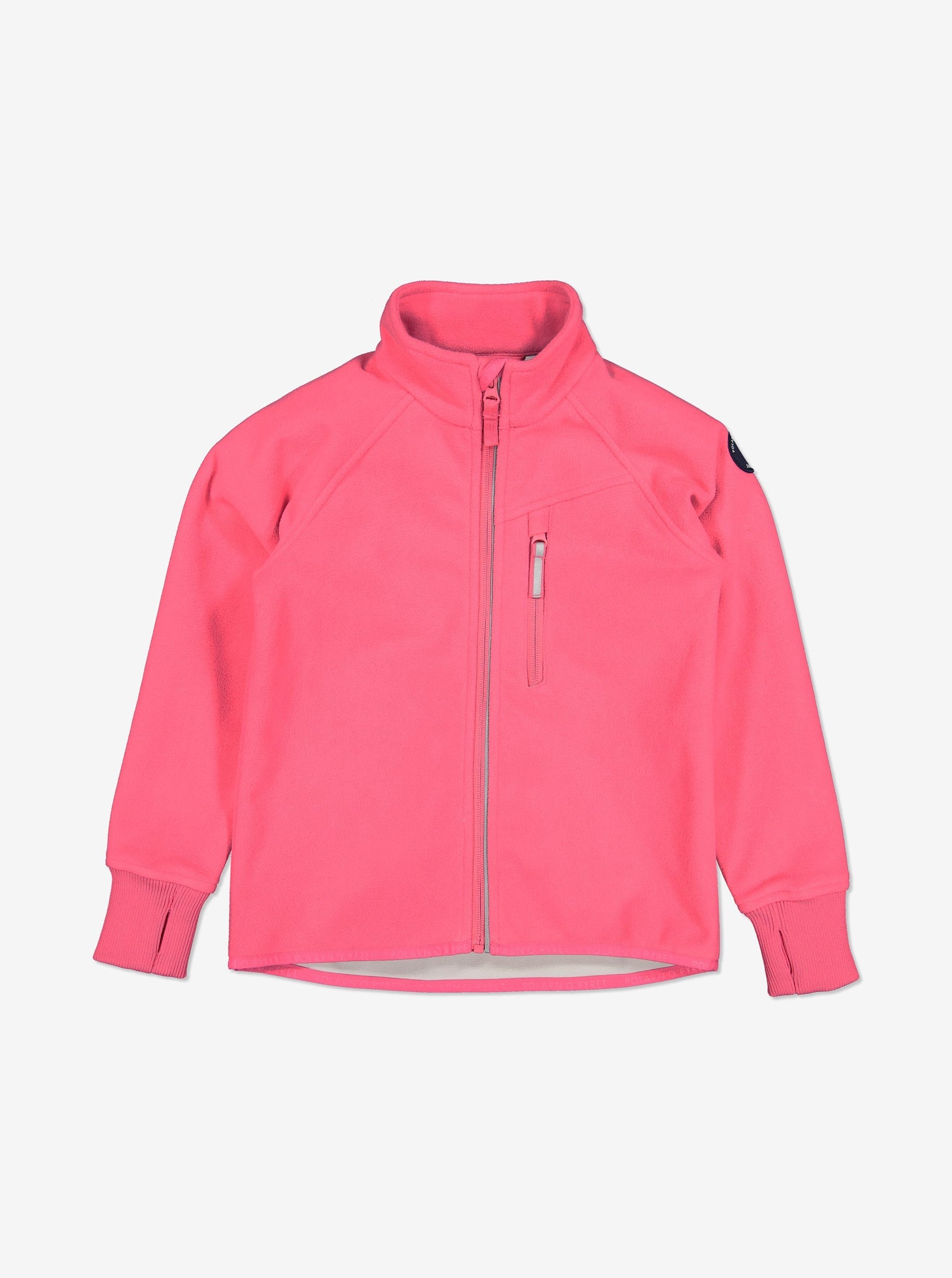 Keep your little ones cosy as they adventure with our waterproof pink fleece jacket. Made from recycled bottles and available in ages 1-12 years. Shop today.