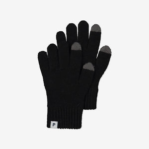 kids black touch screen gloves, warm and druable, ethical polarn o. pyret