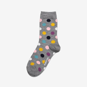 Polka Dot Merino Kids Socks-Unisex-4m-12y-Grey