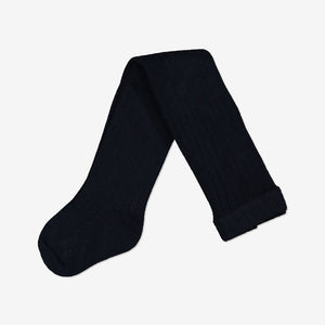 Ribbed Kids Tights-Unisex-0-12y-Navy
