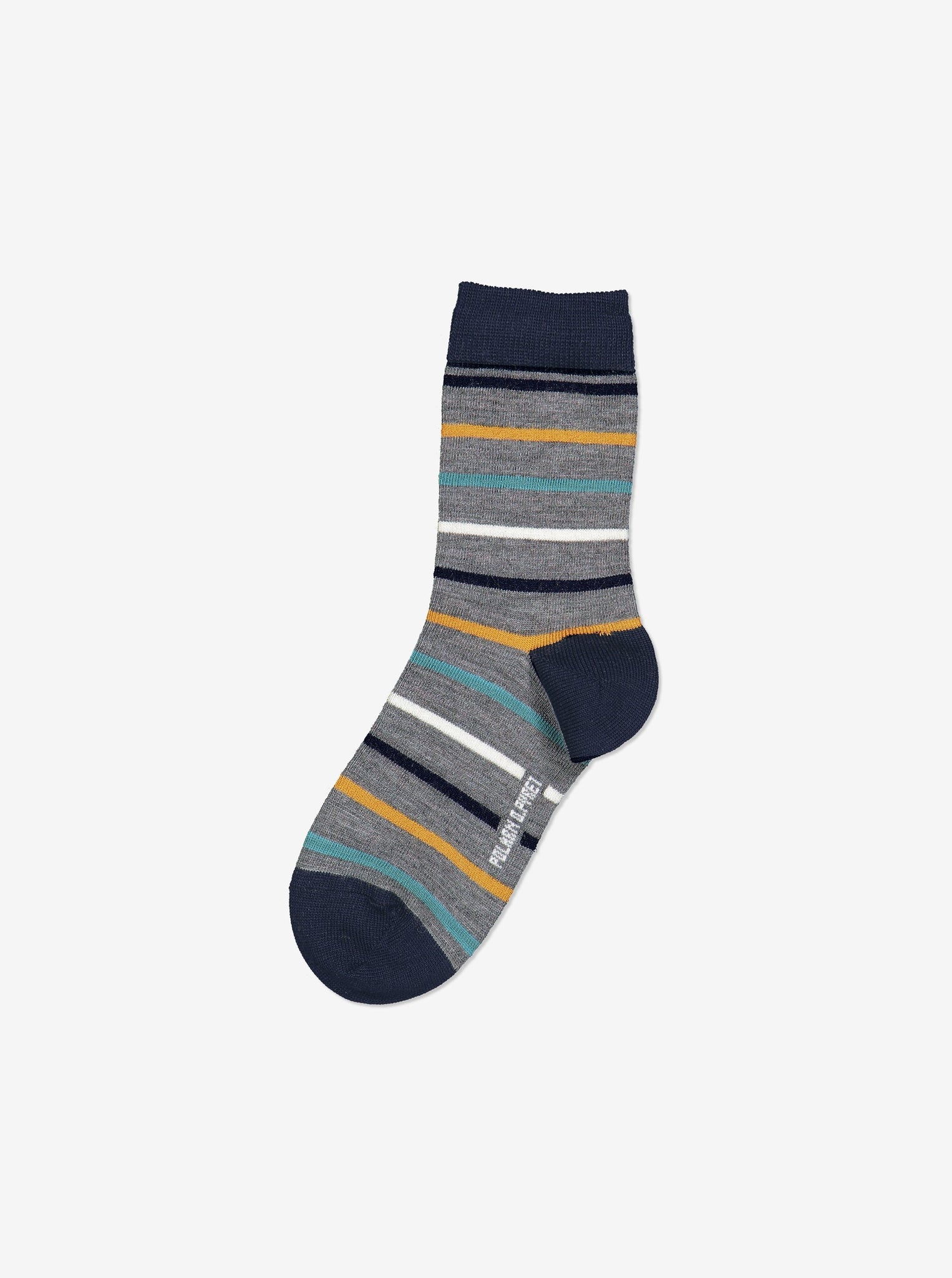 Striped Merino Kids Socks-Unisex-4m-12y-Grey