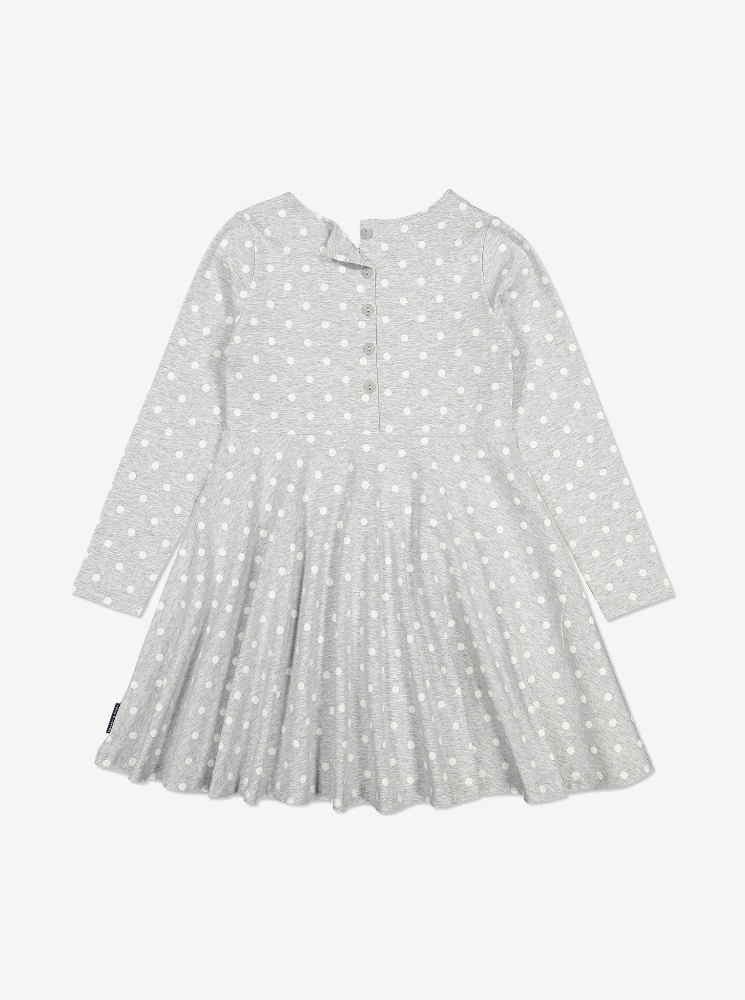 Polka Dot Kids Dress-Girl-1-6y-Grey