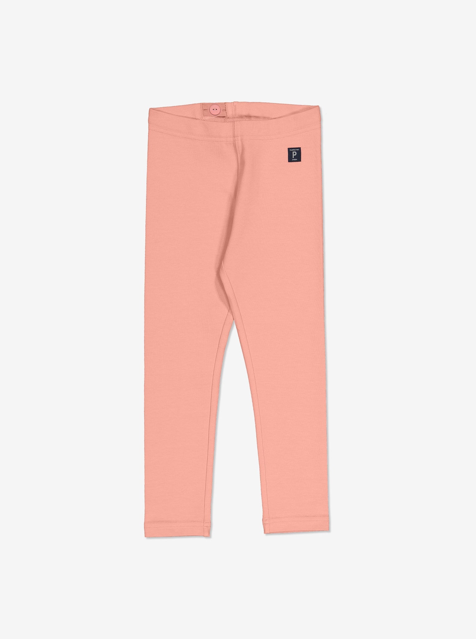 Kids leggings in pink made from organic cotton that has an adjustable waist so they always fit perfectly.