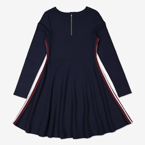 Side Stripe Kids Dress-Girl-6-12y-Navy
