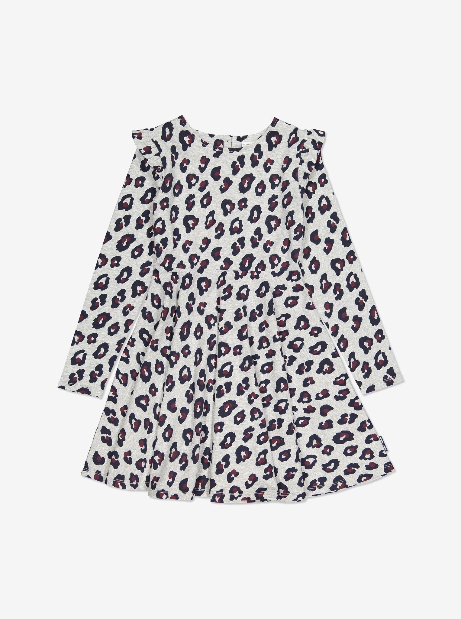 Leopard Print Kids Dress-Girl-6-12y-Grey
