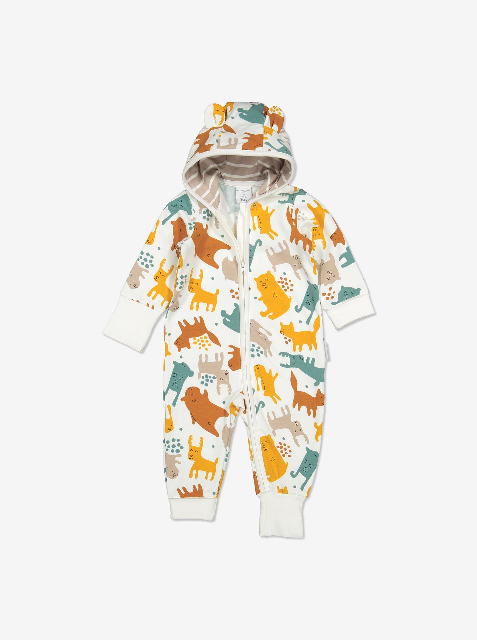 Nordic Animal Print Baby All-in-one-Unisex-0-1y-Natural